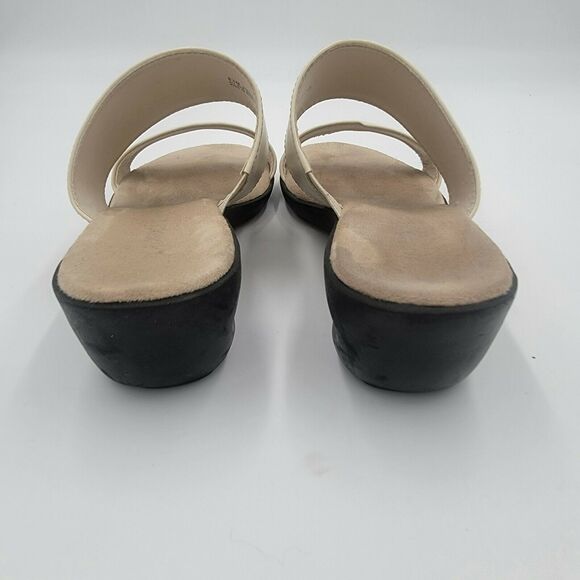 Aerosoles Size 8.5 Cream Badazzle Double Strap Slip-On Wedge Sandals Comfort - Picture 2 of 9